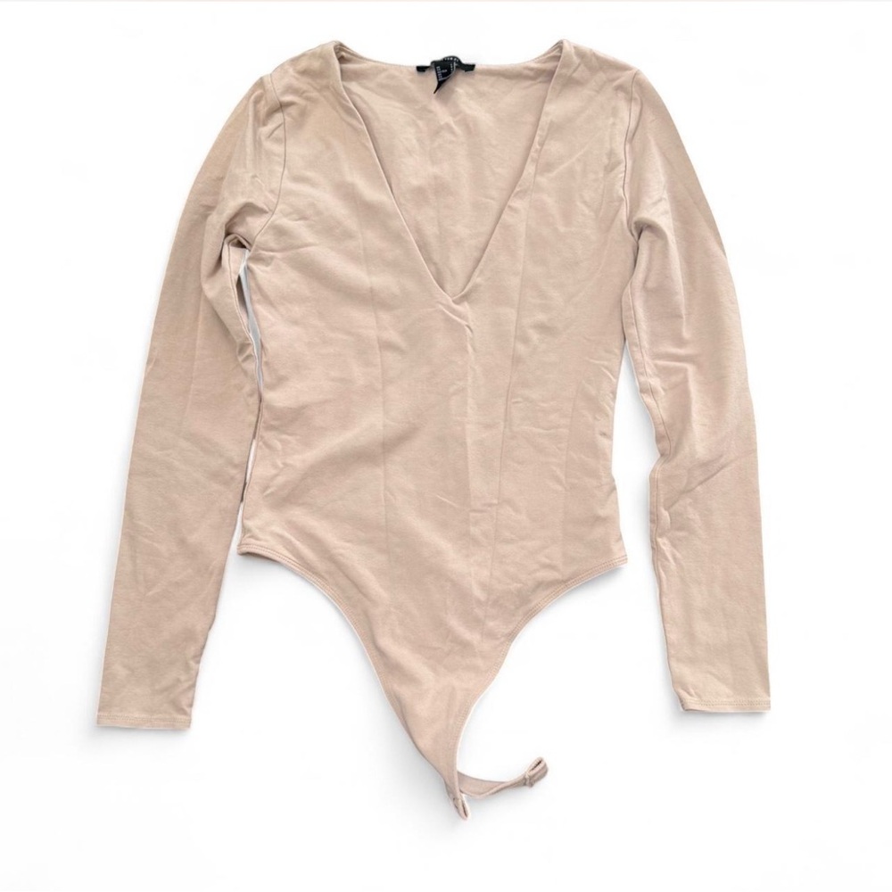 Forever 21 Cream V-Neck Bodysuit